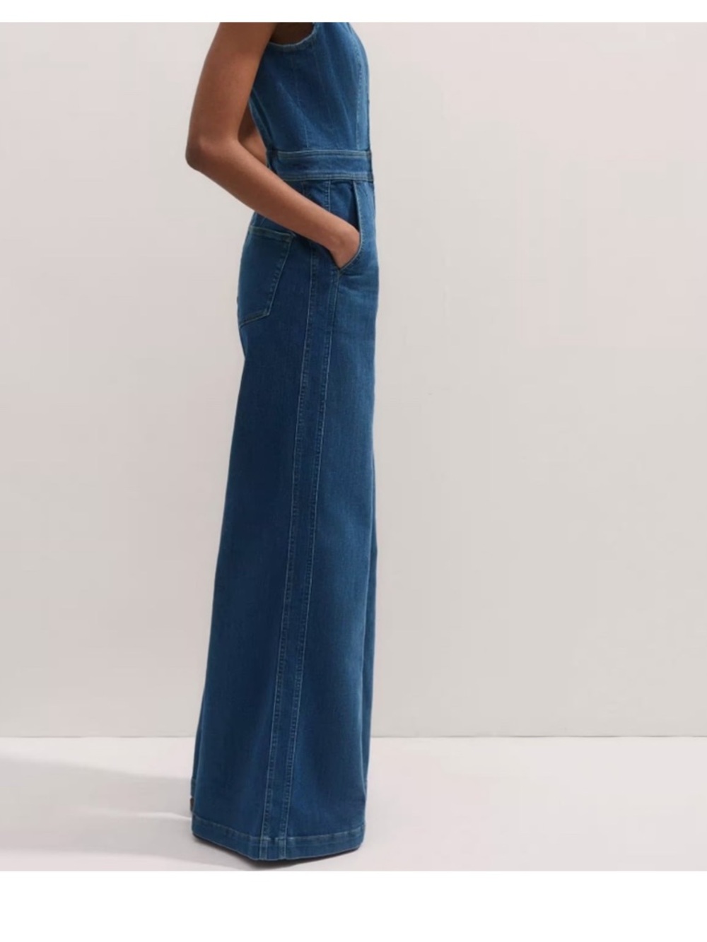 Me+Em Denim travel palazzo stretch jumpsuit size 6 - Picture 8 of 12